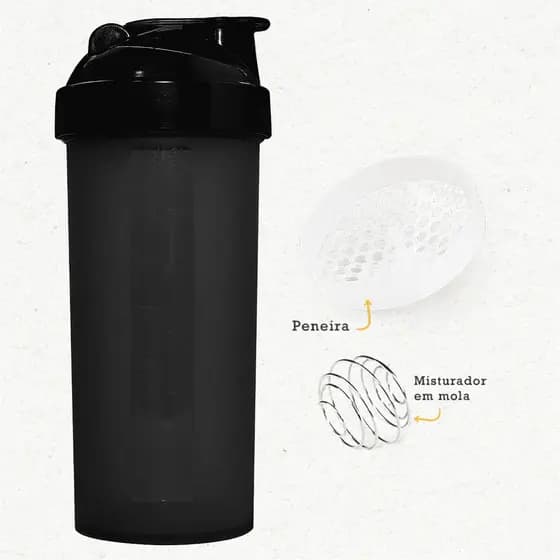 Coqueteleira/ Shakeira 700 ml Whey + Mola + Peneira - Academia Treino