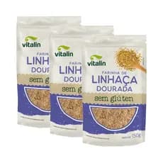 Kit com 3 Pouchs de Farinha de Linhaça Dourada sem Glúten de 150g cada - Vitalin