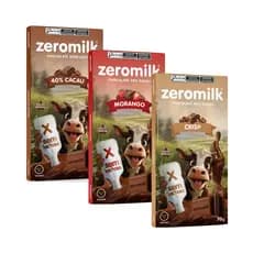 Kit com 3 Tabletes de Chocolate Vegano 40% Cacau Sortidos de 70g cada - Zeromilk