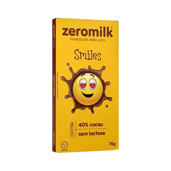 Chocolate sem Lactose 40% Cacau Smiles 70g - Zeromilk