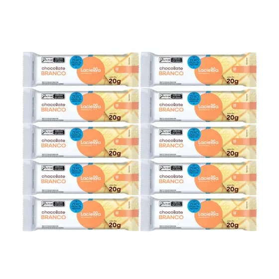 Kit com 10 Tabletes de Chocolate Branco Zero Açúcar de 20g cada - Laciella