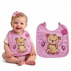 Kit 3 Unidades Babador Bebê Forro Impermeável PVC 100% Algodão