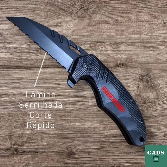 Canivete Tatico Serilhada EDC Corte Rápido com clip de Bolso