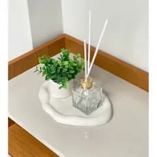 Bandeja orgânica decorativa em gesso artesanal para casa escritório ornamentação