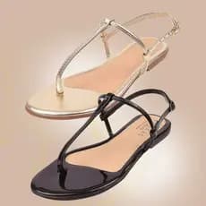 Sandalia Feminina Rasteirinha Kit 2 Pares Fio Basica Sandalia Dourada Preto