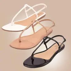 Sandalia Feminina Rasteirinha Kit 3 Pares Fio Basica Dia a dia Branco Nude Preto