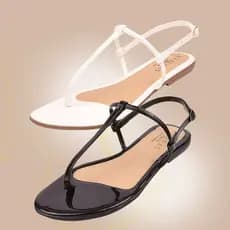 Sandalia Feminina Rasteirinha Kit 2 Pares Fio Basica Sandalia Branco Preto