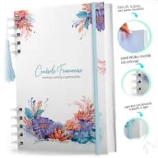 Planner Financeiro Para Controle e Organizar as Finanças Com Capa Dura Coleção Floral Azul