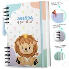 Agenda Creche Infantil Capa Dura Cuidado Diário Menino Leão