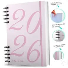 Agenda 2026 Capa Dura Organização Pessoal Anual Rosa Soft