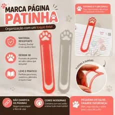 Marca páginas patinhas de cachorro kit 02 marcadores de página marca pagina 3D
