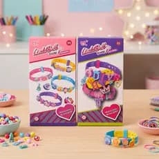 Kit 2 Pulseiras Infantil Feminina Para Fazer Linda Bell Beauty DIY Criativo Miçangas e Pingentes
