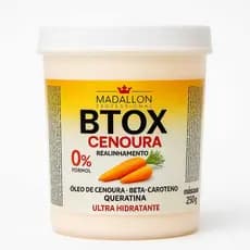 Btx Realinhamento Capilar de Cenoura 250g 0% Formol Redutor De Volume Madallon Queratina