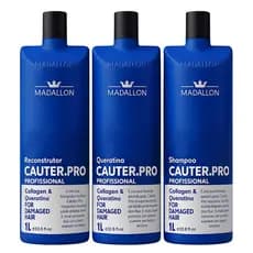 Madallon Cauterização Capilar 3 Passos 1L – Shampoo, Reconstrutor e Queratina Profissional