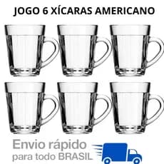 Jogo 6 Xícaras Americano Café Vidro Nadir 90ml