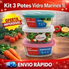 Kit 3 Potes Marinex 1L Com Tampa Plástica Resistente Vidro Facilita Original ENVIO IMEDIATO