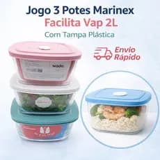 Kit 3 Potes Marinex 2L Facilita Vap Tampa VAP Prático Cozinha Temperado ENVIO IMEDIATO