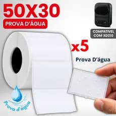 5 Rolo Etiqueta P/ Impressora Xd210 PT260 50x30 Prova D'agua