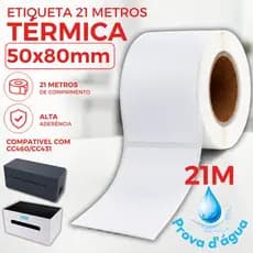 1 Rolo Etiqueta adesiva BOPP térmico 50x80 Não usa Ribbon para Zebra Elgin CC431 IM600 IM604 entre outras