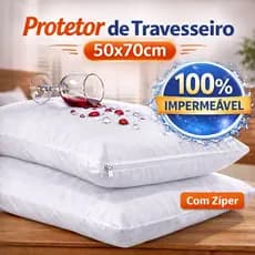 Protetor Capa de Travesseiro Impermeável 50x70 com Zíper Anti Líquidos Kit 2 ou 4