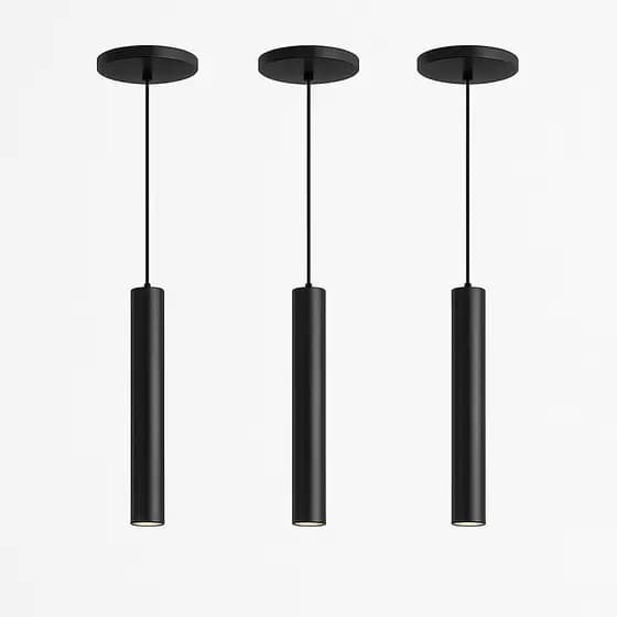 Kit 3 Luminárias Pendentes Tubo Cilindro Alumínio 30cm Minimalista Elegante