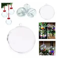 kit 50 esferas bola de natal 6,5cm acrílico cristal para fotos/lembrancinhas enfeites de árvore natalina