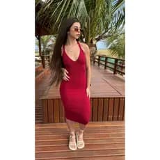 Vestido Verão X Trico Modal com Abertura na Costa Tricot Carnaval