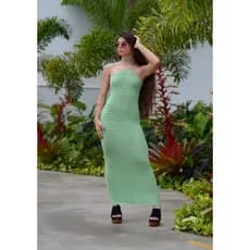 Vestido Longo Elegance Tricot Verão Praia Trico