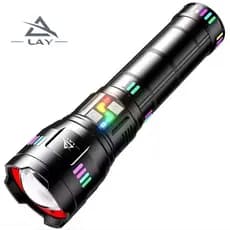 Lanterna Tática LED Laser Titanium Canhão de Luz Mais Potente Com 8 Pilhas Recarregal Lay-2175