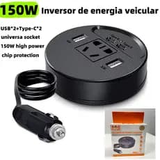 Inversor de energia veicular  portátil para carro DC 12V/24V para AC 220V - Dual USB 3.1a MM-1667