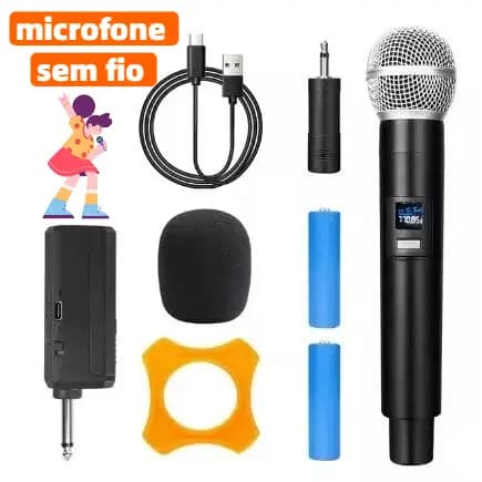 Microfone  Sem Fio UHF Portátil Recarregável Para Karaokê Festa De Casamento Igrejas Musicas Eventos BM-250B