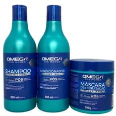 Kit Capilar Cabelo Lisos e Leves Shampoo + Condicionador + Máscara 500g Omega Hair