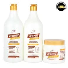 Kit Capilar BANHO de VERNIZ Hair Plus Shampoo Condicionador 1L Máscara 500g Naxos
