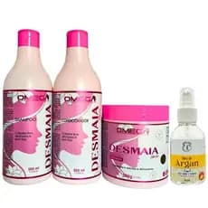 Kit Desmaia Hair Liso Prolongado Shampoo + Condicionador + Máscara + Óleo Capilar Omega Hair