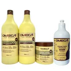 Kit Capilar Colágeno Shampoo e Condicionador 1L + Mascara + Creme de Pentear Omega Hair