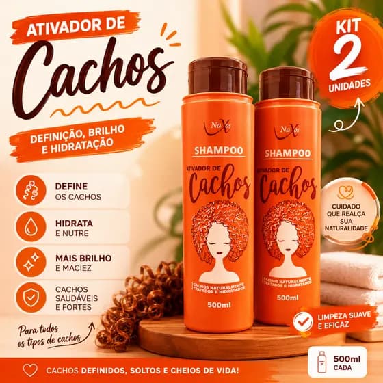 Kit de Shampoo Ativador De Cachos 1L Naxos