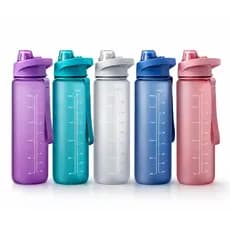 Garrafa Squeeze Motivacional 1 Litro - Plástico - com Horários Academia Água Esportiva 1000ml