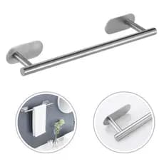 Porta Toalha Adesivo Aço Inox 40cm Sem Furos Suporte Toalheiro Banheiro Moderno Luxo