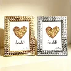 Porta Retrato 10x15 Moldura Dourado/Prateado De Mesa Luxe Decoração