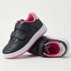 Tenis Infantil Casual Feminino Escolar Preto com Rosa Kidstep