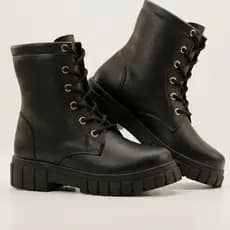 Bota Coturno Cano Curto Tratorado Preto Infantil Kidstep