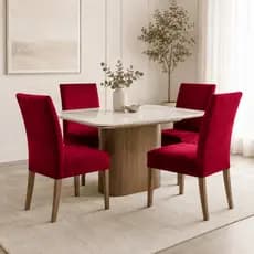 Kit Capas de Cadeiras em Suede Elástica Lavável para Sala de Jantar