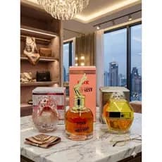 Trio de perfumes, Spray, Feminino, Fragrâncias.