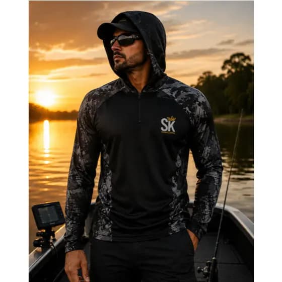 CamisaCamisetaDePescaProtUv50+DryC/Capuzpretacamuflada