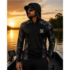 CamisaCamisetaDePescaProtUv50+DryC/Capuzpretacamuflada