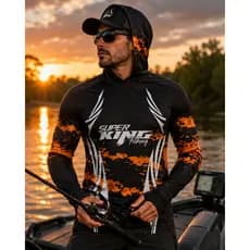 CamisaCamisetaDePesca PersonalizadaProtUv50+DryC/Capuz Luvas e Bandanas SKY-21PERSONALIZADA