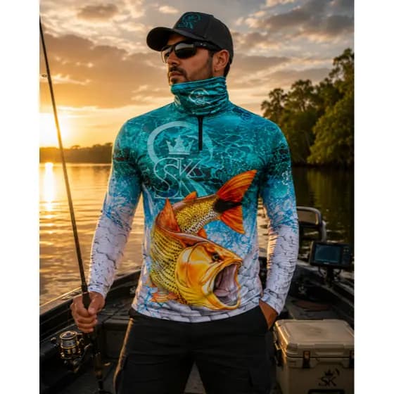 Kit bandana+ camiseta De Pesca C/ Proteção Uv50 SK46+bandana