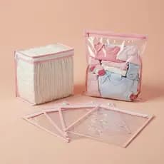 Kit Maternidade Organizador 6 Peças Transparente com Zíper 5 Saquinhos + Porta Fralda Remédio Bebê