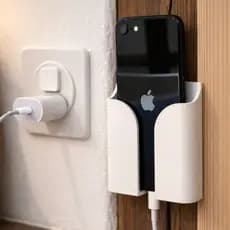 Suporte Porta Celular de Parede para Carregamento – Organizador Próximo à Tomada Branco