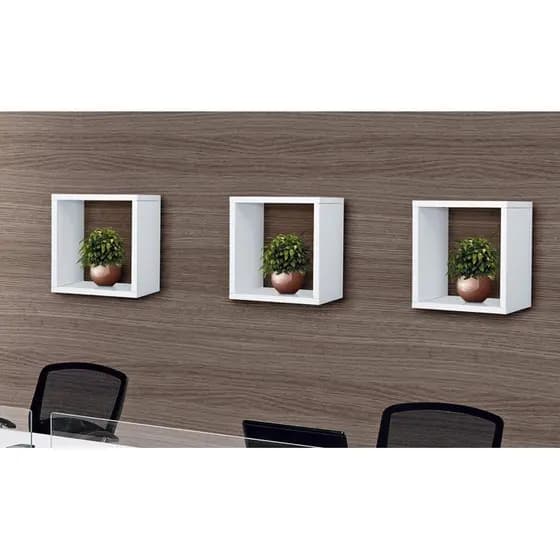 Kit 3 Nichos 30x30x15  Sala Quarto Banheiro 100% MDF Branco